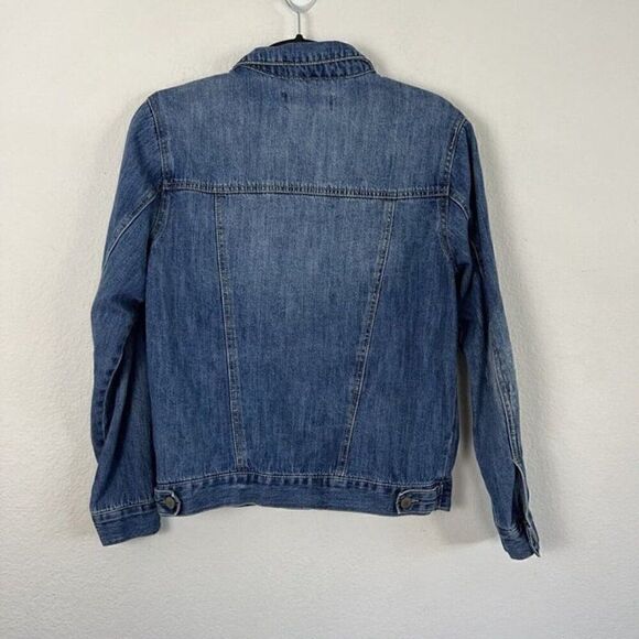 Forever 21 Oversized Jean Jacket Blue Denim Relaxed Boyfriend Coat Size Small - Picture 2 of 9